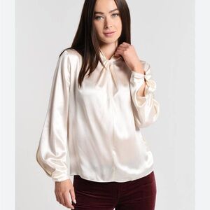 Vince Cream silk satin neck knot Blouse